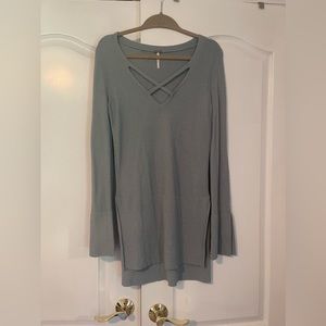 Free People Tunic Sweater in Dusty Blue